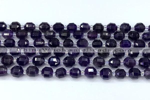 CCB1447 15 inches 7mm - 8mm faceted amethyst beads