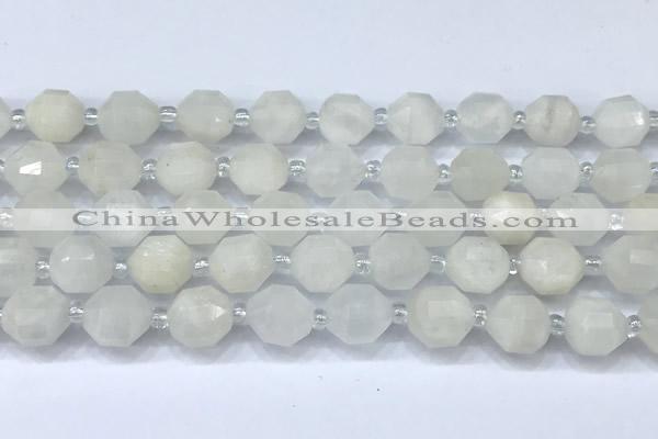 CCB1451 15 inches 9mm - 10mm faceted white moonstone beads