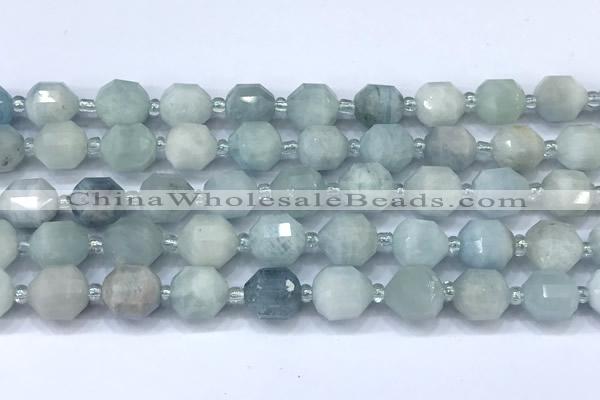 CCB1453 15 inches 9mm - 10mm faceted aquamarine beads