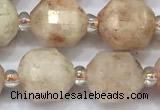CCB1463 15 inches 9mm - 10mm faceted sunstone beads