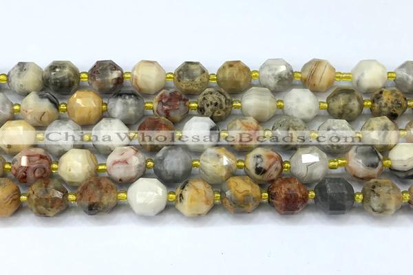 CCB1470 15 inches 9mm - 10mm faceted crazy lace agate beads