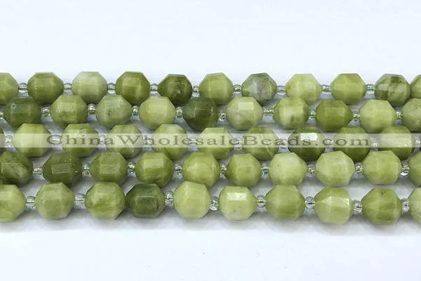 CCB1471 15 inches 9mm - 10mm faceted jade beads