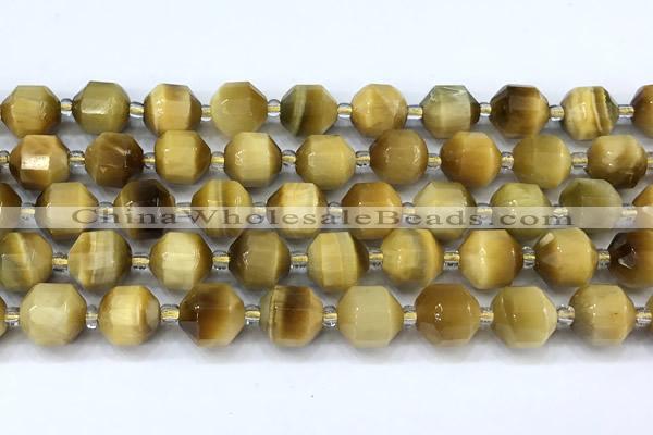 CCB1477 15 inches 9mm - 10mm faceted golden tiger eye beads