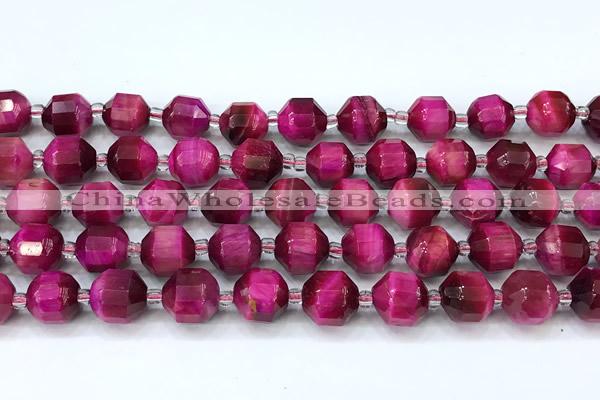 CCB1479 15 inches 9mm - 10mm faceted red tiger eye beads