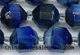 CCB1480 15 inches 9mm - 10mm faceted blue tiger eye beads