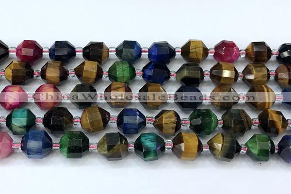 CCB1482 15 inches 9mm - 10mm faceted colorful tiger eye beads