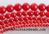 CCB15 5pcs 15.5 inches round shape red coral beads Wholesale