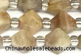 CCB1609 15 inches 10mm faceted sunstone gemstone beads