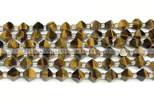 CCB1616 15 inches 10mm faceted yellow tiger eye beads