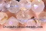 CCB1631 15 inches 6mm faceted teardrop pink quartz beads