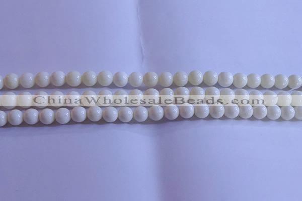 CCB301 15.5 inches 6mm round white coral beads wholesale