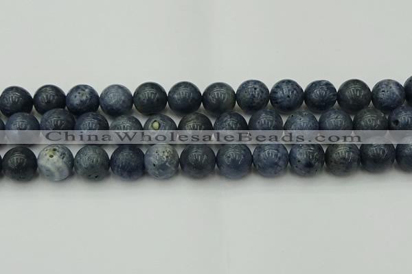 CCB456 15.5 inches 16mm round blue coral beads wholesale