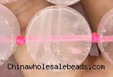 CCB502 15.5 inches 16mm coin rose quartz beads wholesale