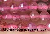 CCB532 15.5 inches 4mm faceted coin strawberry quartz beads