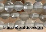 CCB541 15.5 inches 4mm faceted coin grey moonstone beads