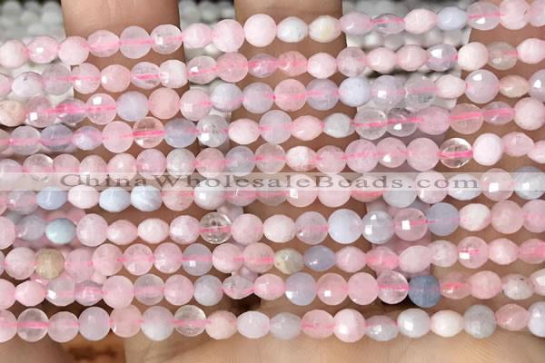 CCB544 15.5 inches 4mm faceted coin morganite gemstone beads