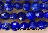 CCB554 15.5 inches 4mm faceted coin lapis lazuli beads wholesale