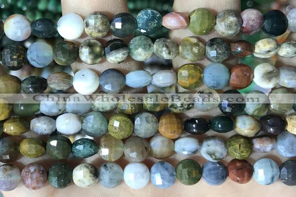 CCB625 15.5 inches 6mm faceted coin ocean agate gemstone beads