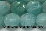 CCB681 15.5 inches 10mm faceted coin amazonite gemstone beads