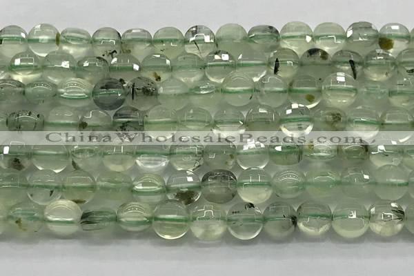 CCB687 15.5 inches 10mm faceted coin prehnite gemstone beads