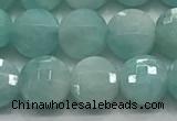 CCB701 15.5 inches 6mm faceted coin amazonite gemstone beads