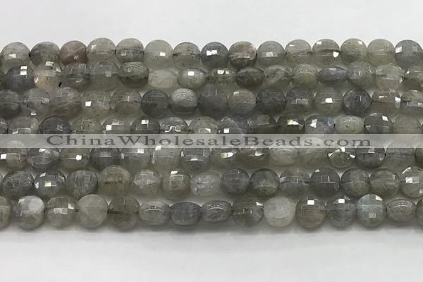 CCB706 15.5 inches 6mm faceted coin labradorite gemstone beads