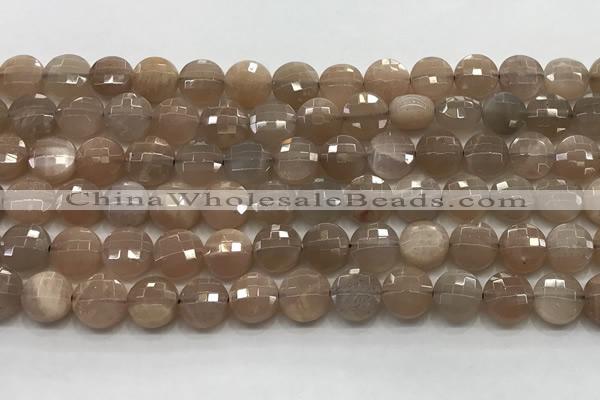 CCB725 15.5 inches 8mm faceted coin moonstone gemstone beads