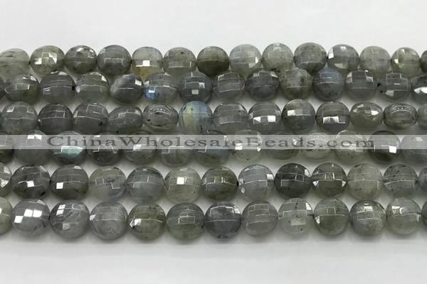 CCB726 15.5 inches 8mm faceted coin labradorite gemstone beads