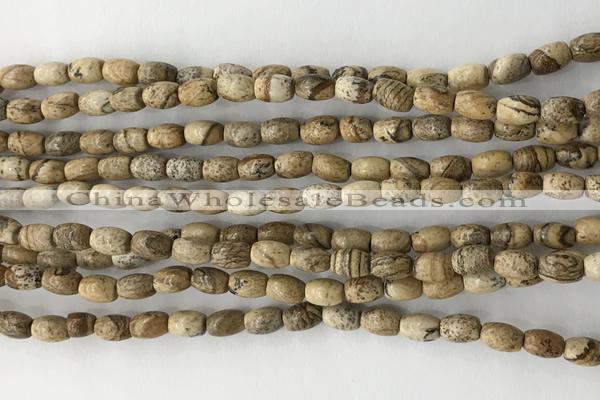 CCB800 15.5 inches 4*6mm rice picture jasper beads wholesale