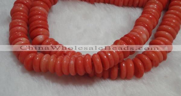 CCB81 15.5 inches 5*13mm roundel pale red coral beads Wholesale