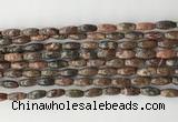 CCB810 15.5 inches 5*12mm rice leopard skin jasper beads wholesale