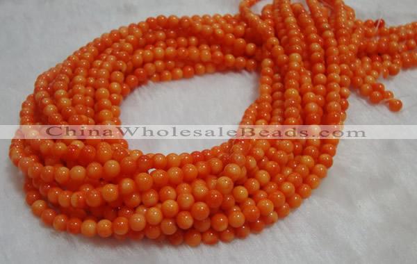 CCB82 15.5 inches 4-6mm round orange coral beads Wholesale