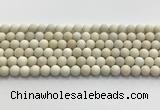 CCB825 15.5 inches 8mm round matte ivory jasper gemstone beads wholesale