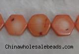 CCB85 15.5 inches 13mm hexagon pink coral beads Wholesale