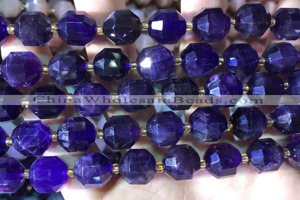 CCB851 15.5 inches 11*12mm faceted amethyst beads wholesale