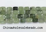 CCB886 11*15mm-12*16mm faceted cuboid green rutilated quartz beads wholesale