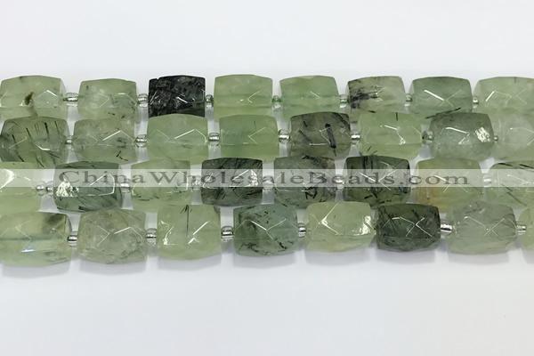 CCB886 11*15mm-12*16mm faceted cuboid green rutilated quartz beads wholesale