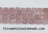 CCB888 11*15mm-12*16mm faceted cuboid rose quartz beads wholesale