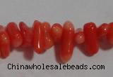 CCB91 15.5 inch 4*11mm irregular branch pale red coral chip beads