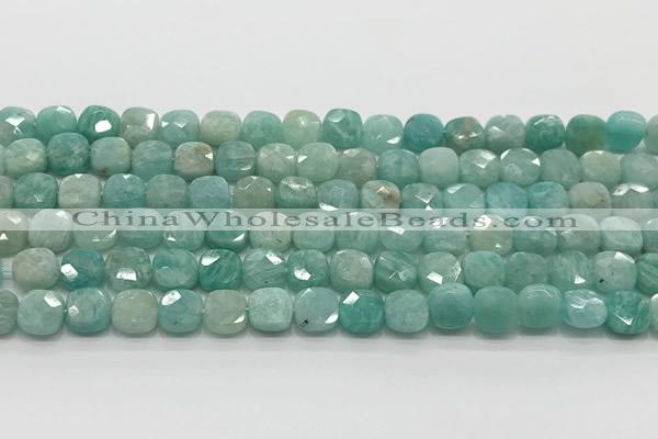 CCB910 15.5 inches 8*8mm faceted square amazonite beads