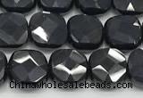 CCB913 15.5 inches 8*8mm faceted square black onyx beads
