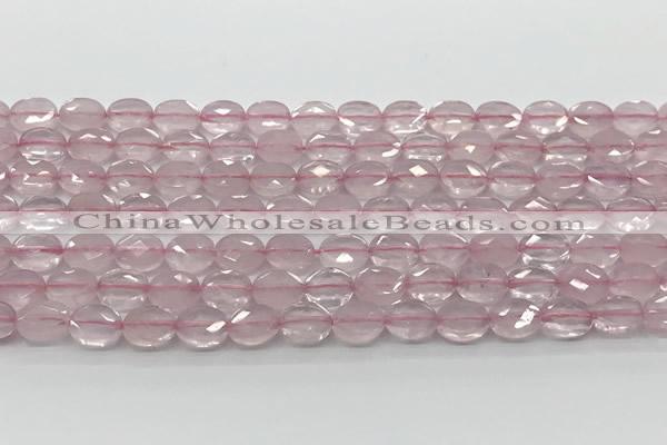 CCB915 15.5 inches 6*8mm faceted oval rose quartz beads