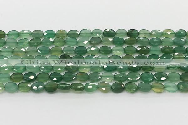 CCB918 15.5 inches 6*8mm faceted oval green agate beads