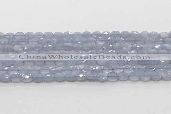 CCB921 15.5 inches 6*8mm faceted oval blue lace agate beads