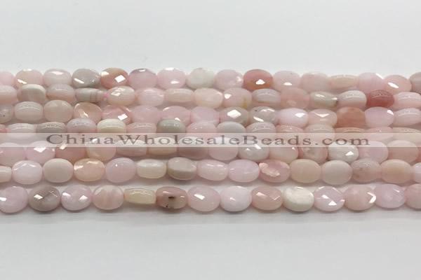 CCB923 15.5 inches 6*8mm faceted oval pink opal beads
