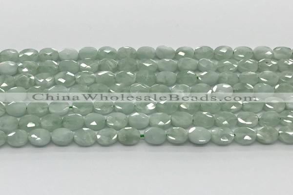 CCB924 15.5 inches 6*8mm faceted oval green angel skin beads