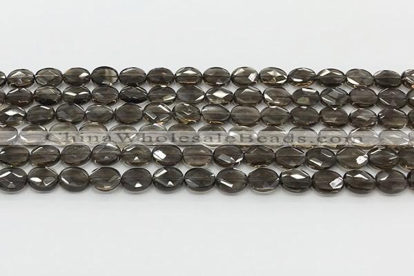 CCB932 15.5 inches 8*10mm faceted oval smoky quartz beads