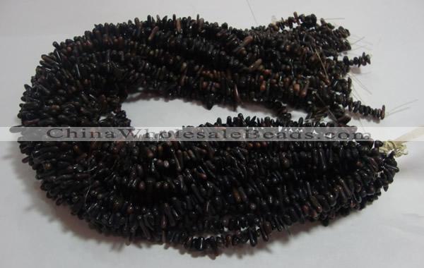 CCB94 15.5 inch 4*11mm irregular branch dark grey coral chip beads