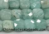 CCB975 15.5 inches 6*6mm faceted square amazonite  beads