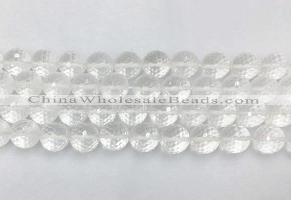CCBS06 15 inches 12mm faceted round white crystal beads wholesale